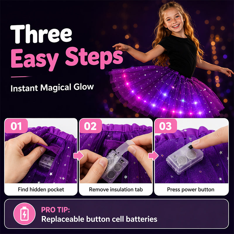 💃LED Sequin Tutu – Light Up the Party, Star Mesh Magic