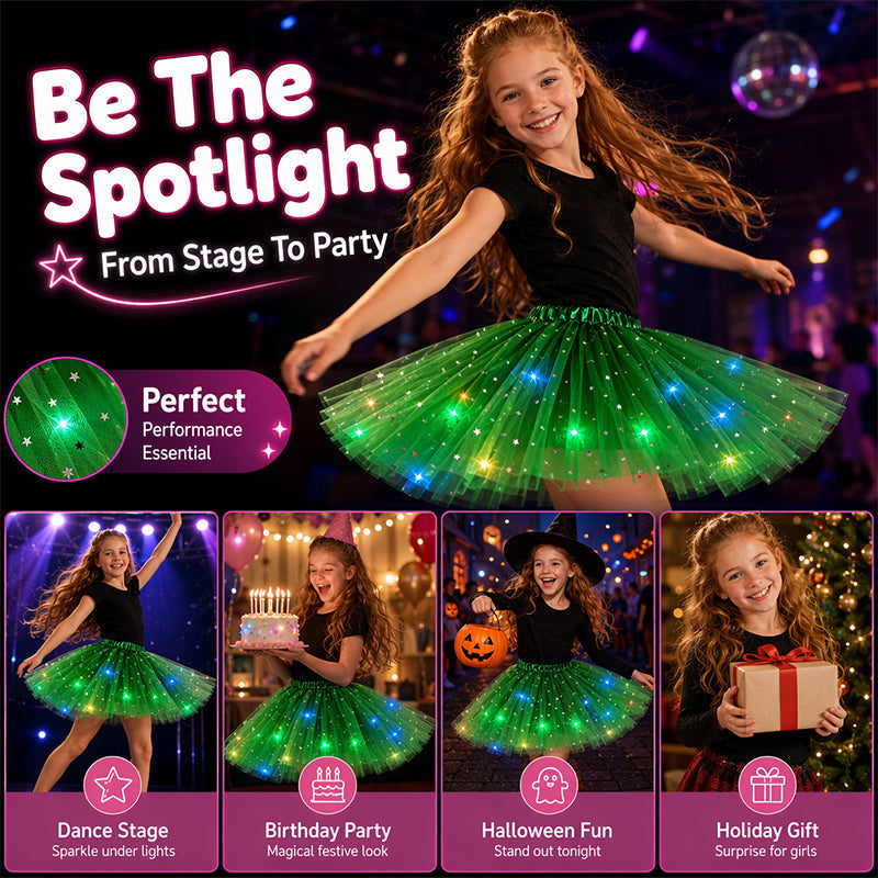 💃LED Sequin Tutu – Light Up the Party, Star Mesh Magic