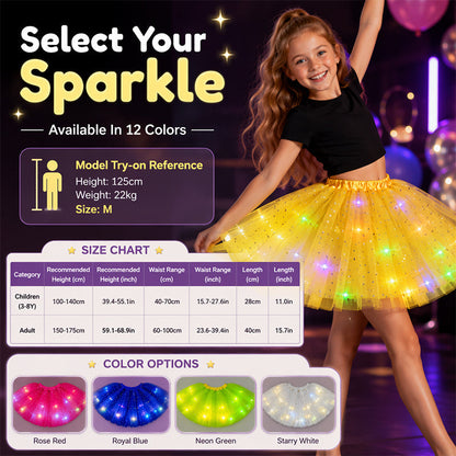 💃LED Sequin Tutu – Light Up the Party, Star Mesh Magic
