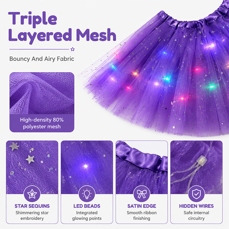 💃LED Sequin Tutu – Light Up the Party, Star Mesh Magic