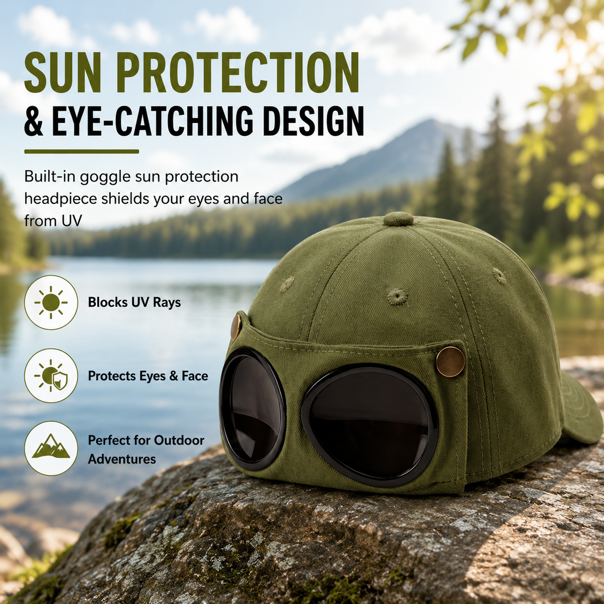 🧢 Aviator Baseball Cap With Sunglasses