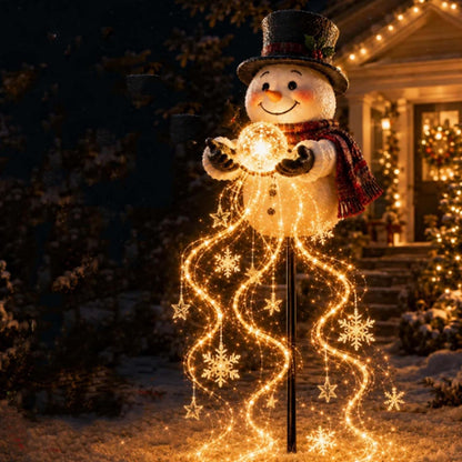 ⛄Snowman Magic Fountain - Flowing Snowflake LED Christmas Garden Light