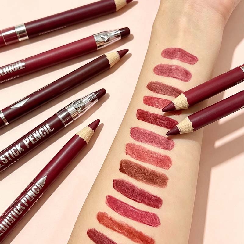 👄12Pcs Matte Lip Liner With Sharpener Set Waterproof Smudgeproof Precise Contour Lipstick Pens
