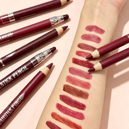 👄12Pcs Matte Lip Liner With Sharpener Set Waterproof Smudgeproof Precise Contour Lipstick Pens