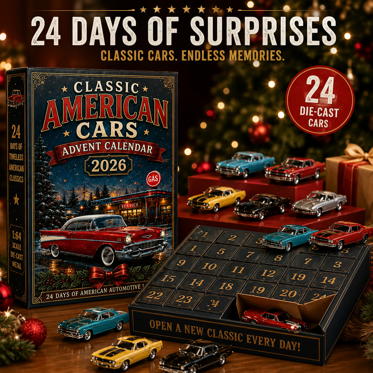 🛵🚗 High Sales 2026 Motorcycle & Classic American Cars Advent Calendar