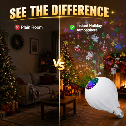 🎄💡 Rotating Christmas Projector Bulb | 16 Patterns