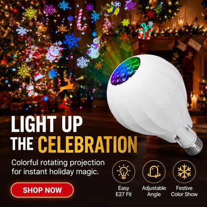 🎄💡 Rotating Christmas Projector Bulb | 16 Patterns