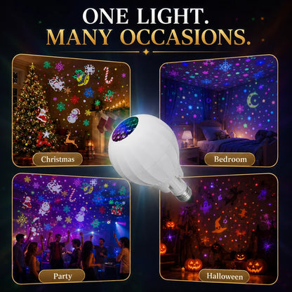 🎄💡 Rotating Christmas Projector Bulb | 16 Patterns