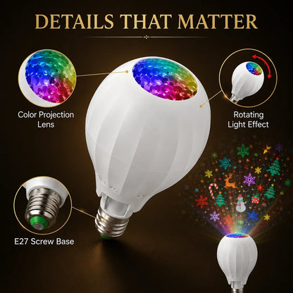 🎄💡 Rotating Christmas Projector Bulb | 16 Patterns