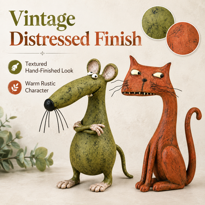 🧡 Whimsical Vintage Mouse & Cat Figurine
