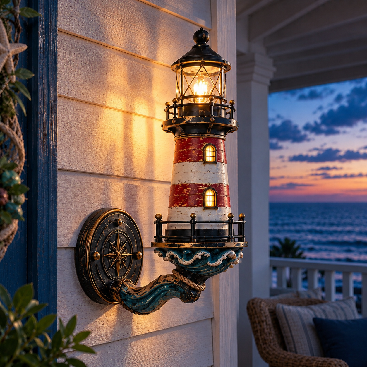 🌊 Vintage Coastal Lighthouse Wall Light