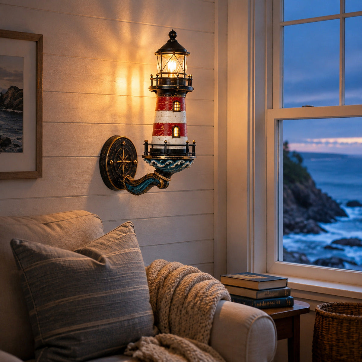 🌊 Vintage Coastal Lighthouse Wall Light