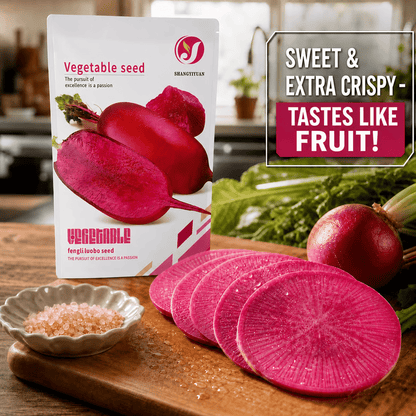 🌱 Pineapple Radish Seeds | Sweet Red-Skinned, Red-Fleshed Crunchy Radish for Home Gardens