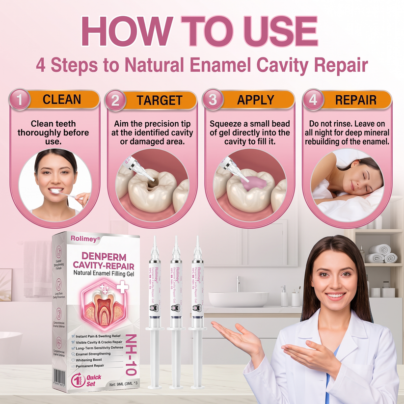 Rolimey® DenPerm Natural Enamel Restoration Gel – Cavity & Micro-Crack Repair