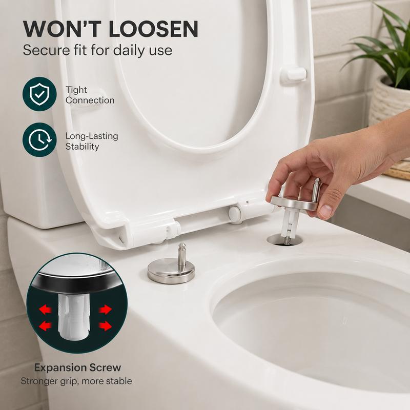 🔩 2 Counts, Universal Toilet Seat Expansion Screw Bolts, Thickened Stainless Steel