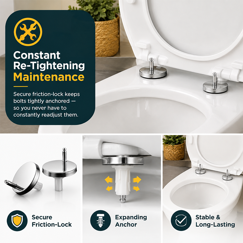 🔩 2 Counts, Universal Toilet Seat Expansion Screw Bolts, Thickened Stainless Steel