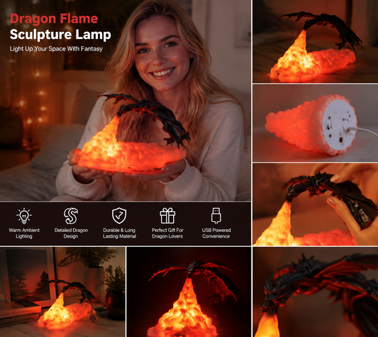 🔥 Fire Dragon 3D Sculpture Dragon Lamp