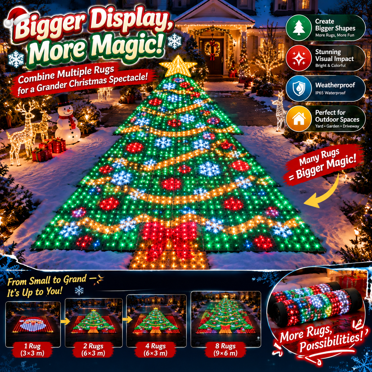 dht™⭐LED Dynamic Santa Claus Pattern Area Rug Light🎅Make The Floor More Atmospheric