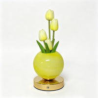 Yellow tulip + yellow pot (3-color dimming + touch switch + USB charging)