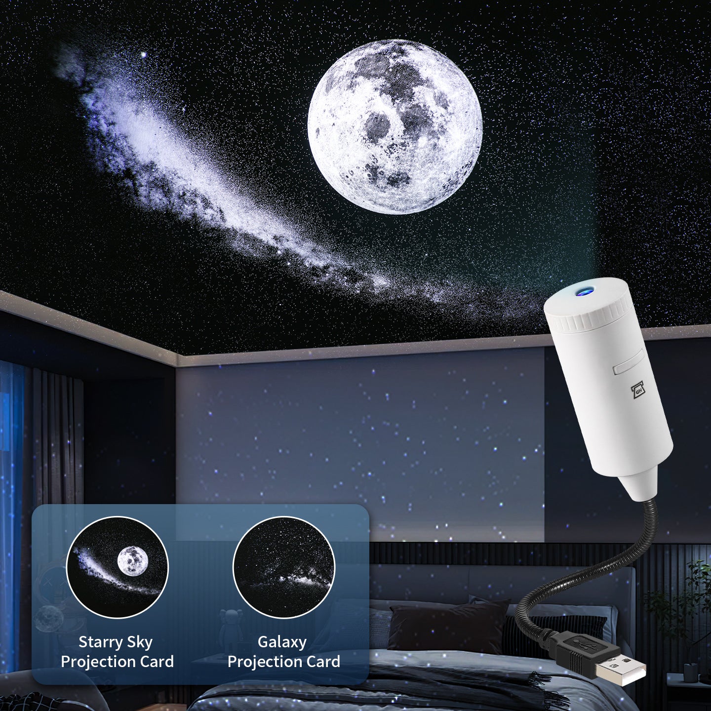 Immersive HD Star Projector – Plug-and-Play Cosmic Night Light