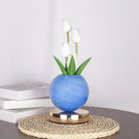 White tulip + blue pot (3-color dimming + touch switch + USB charging)
