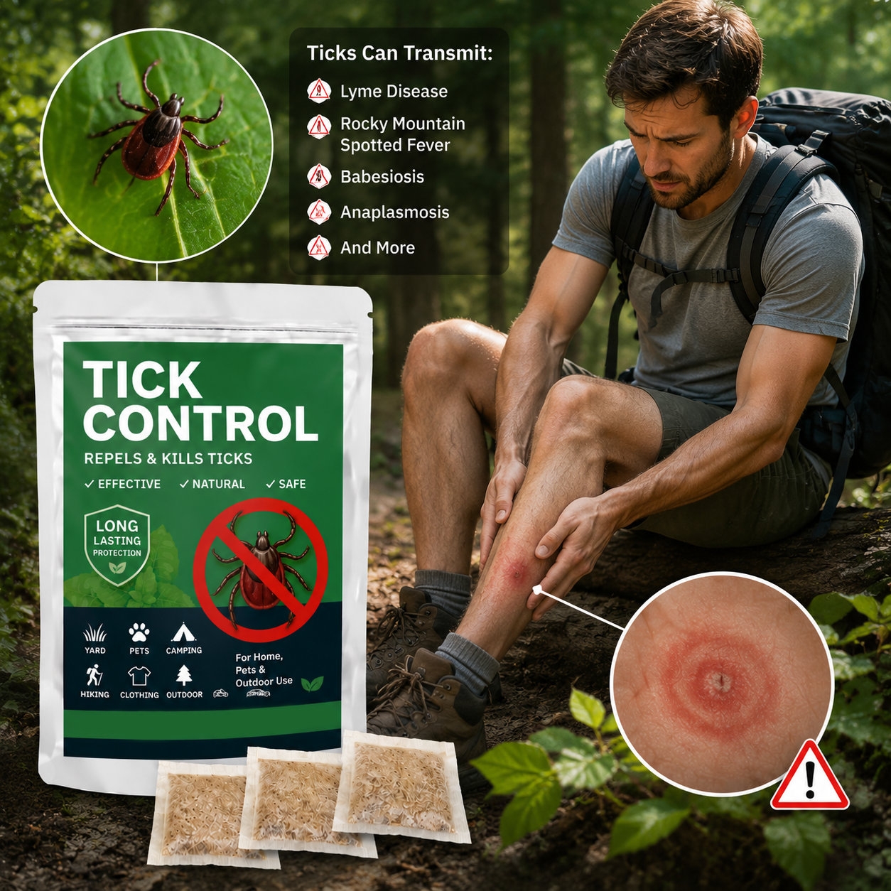 Natural Tick Control Repellent & Killer Sachets