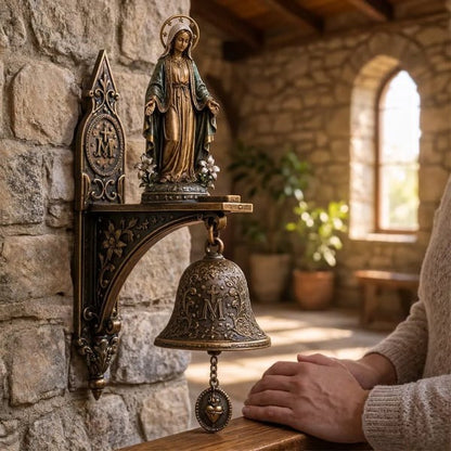 🙏 Catholic Bronze Wall Bell — Our Lady of Grace & Miraculous Medal