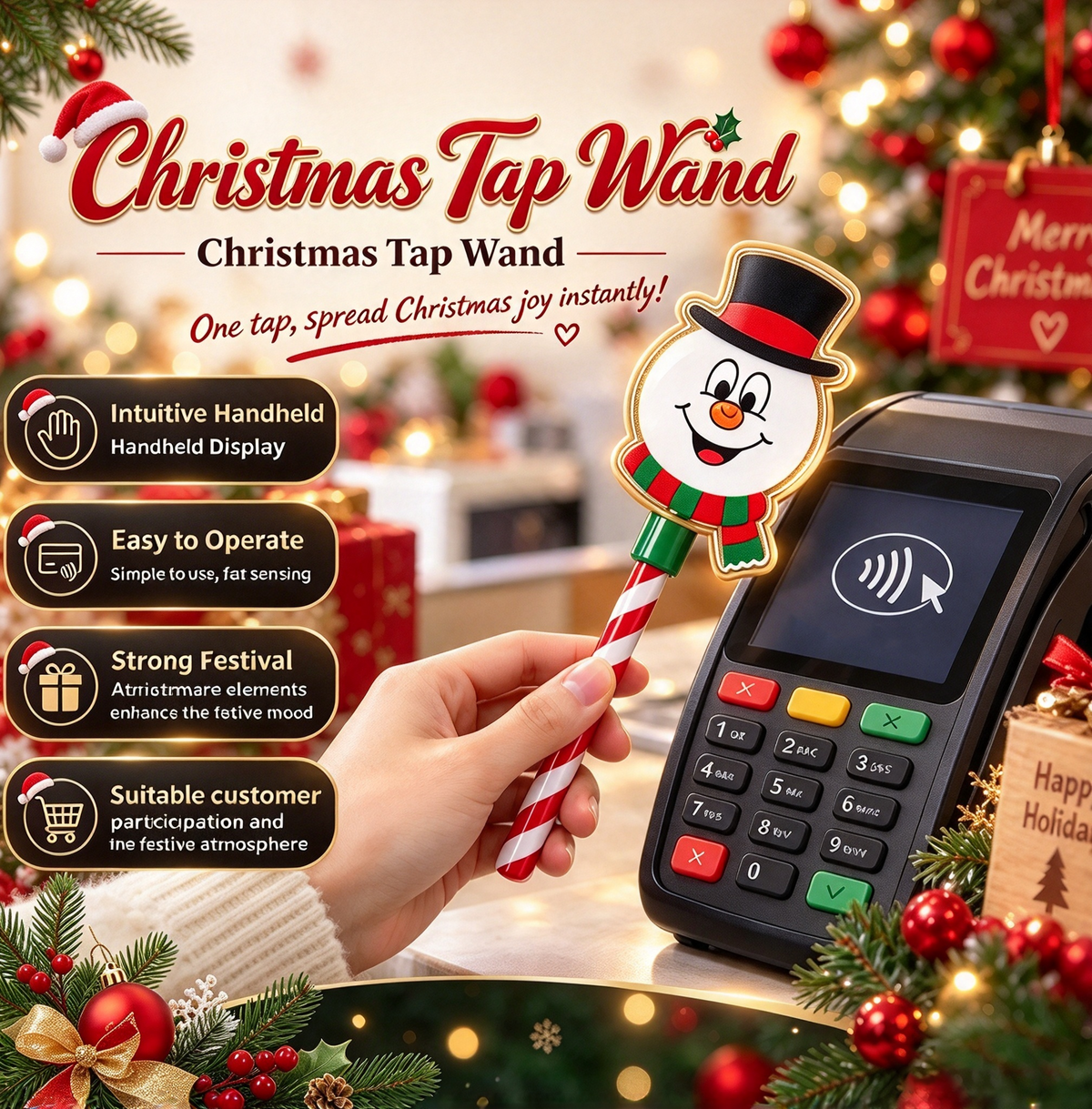 dht™⭐ Christmas Tap-to-Pay Wand | NFC Contactless Payment Card Holder