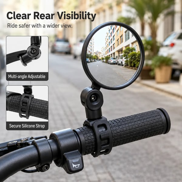🚲Rotatable Round Bicycle Handlebar Rear View Glass Bike Mirror（Buy 1 Get 1 Free）