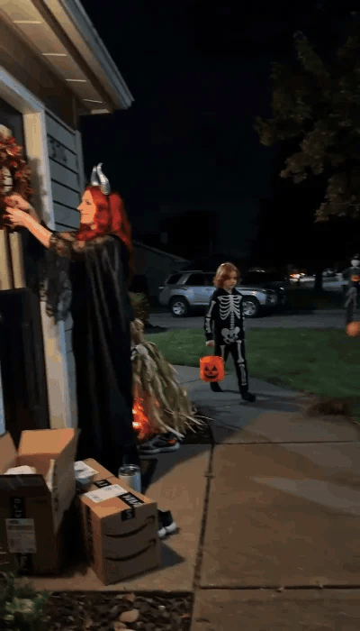 Animated moving Halloween witch broom