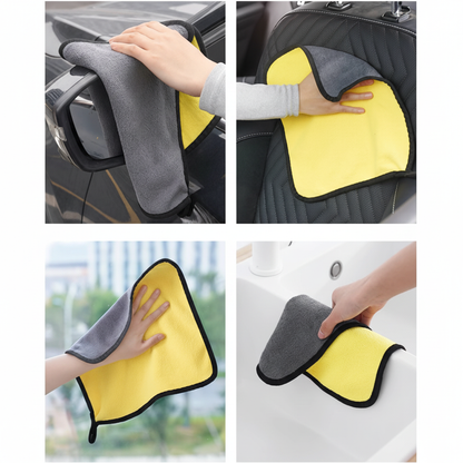 Dual-Sided Coral Fleece Car Wash Towel - Multi Scene