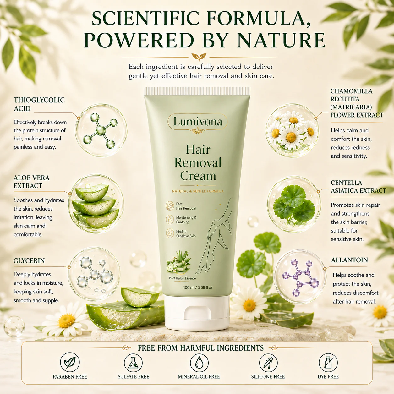 Natural Gentle Sensitive Skin Hair Removal Cream