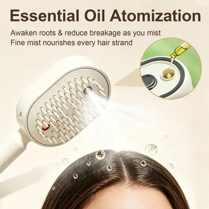 Anti-Tangle Air Cushion Hair Comb, Electric Essential Oil Spray Massage Brush