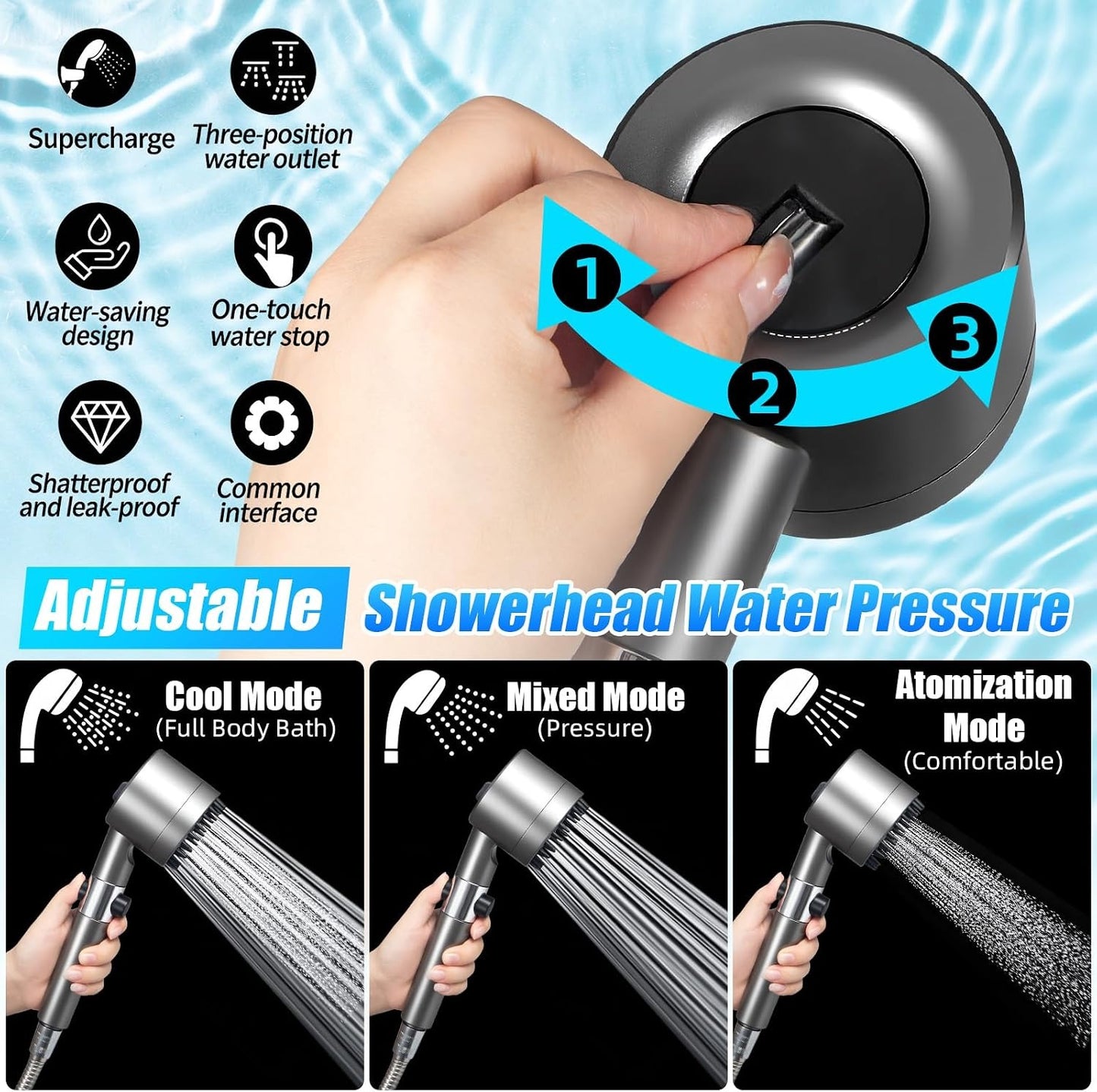 💧ANTI-LIME SCALE SHOWER HEAD (with filters)