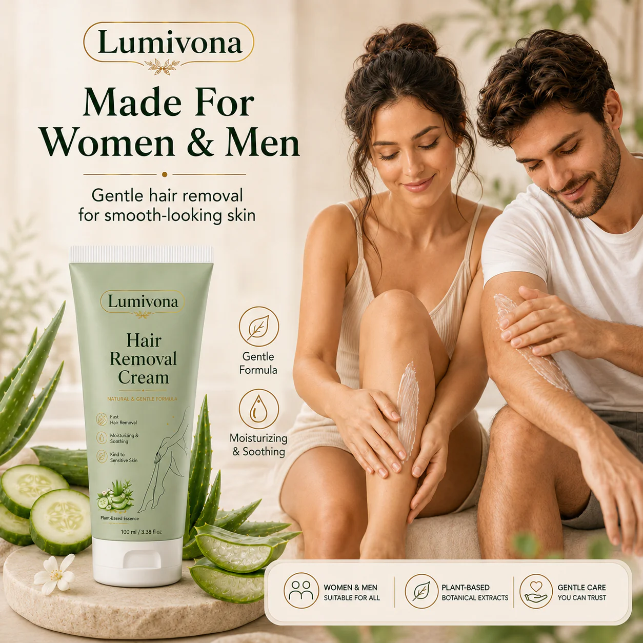Natural Gentle Sensitive Skin Hair Removal Cream