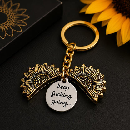 ❤️Resilience Blooms Sunflower Keychain🎁"Keep F*ing Going" Inspirational Gift