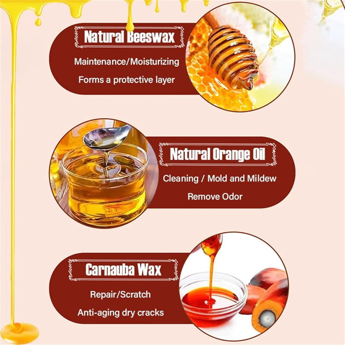 Natural Beeswax & Orange Oil Furniture Polish and Cleaner