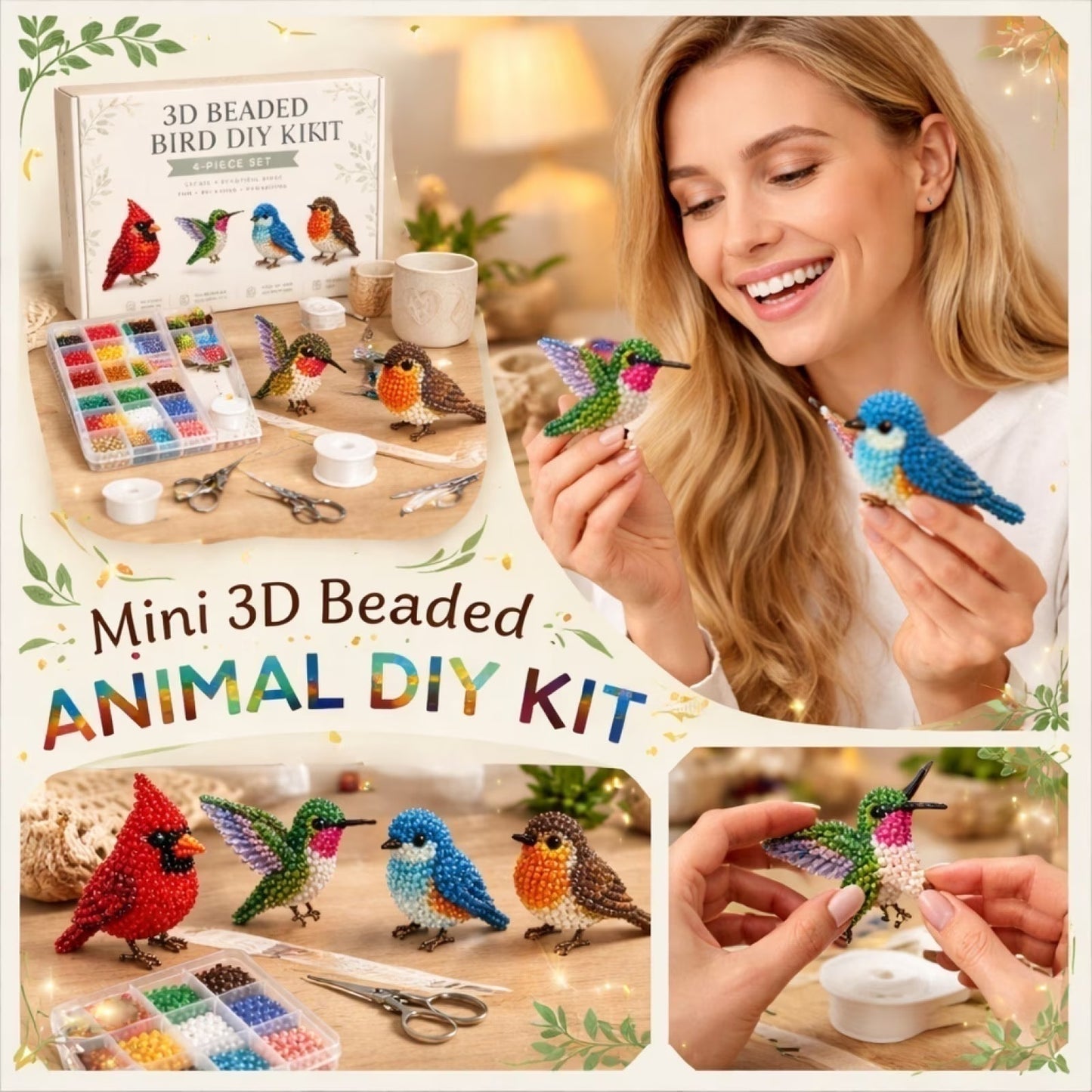  Mini 3D Beaded Animal Craft Kit