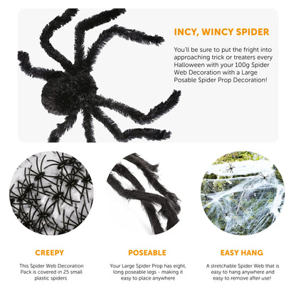 Spider Webs Halloween Decorations with 20PCS Spiders