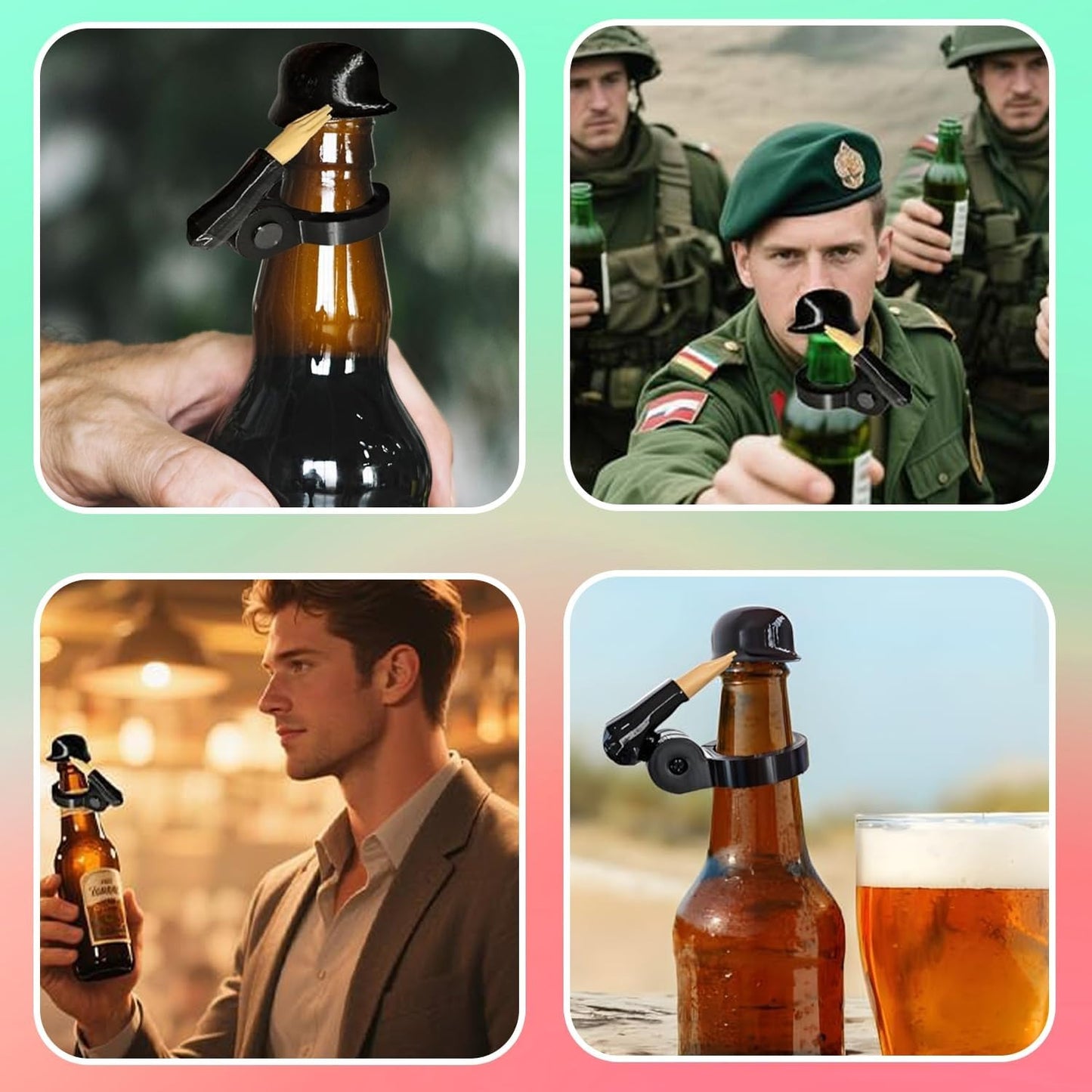 3 Pieces Beer Bottles Helmet Soldier