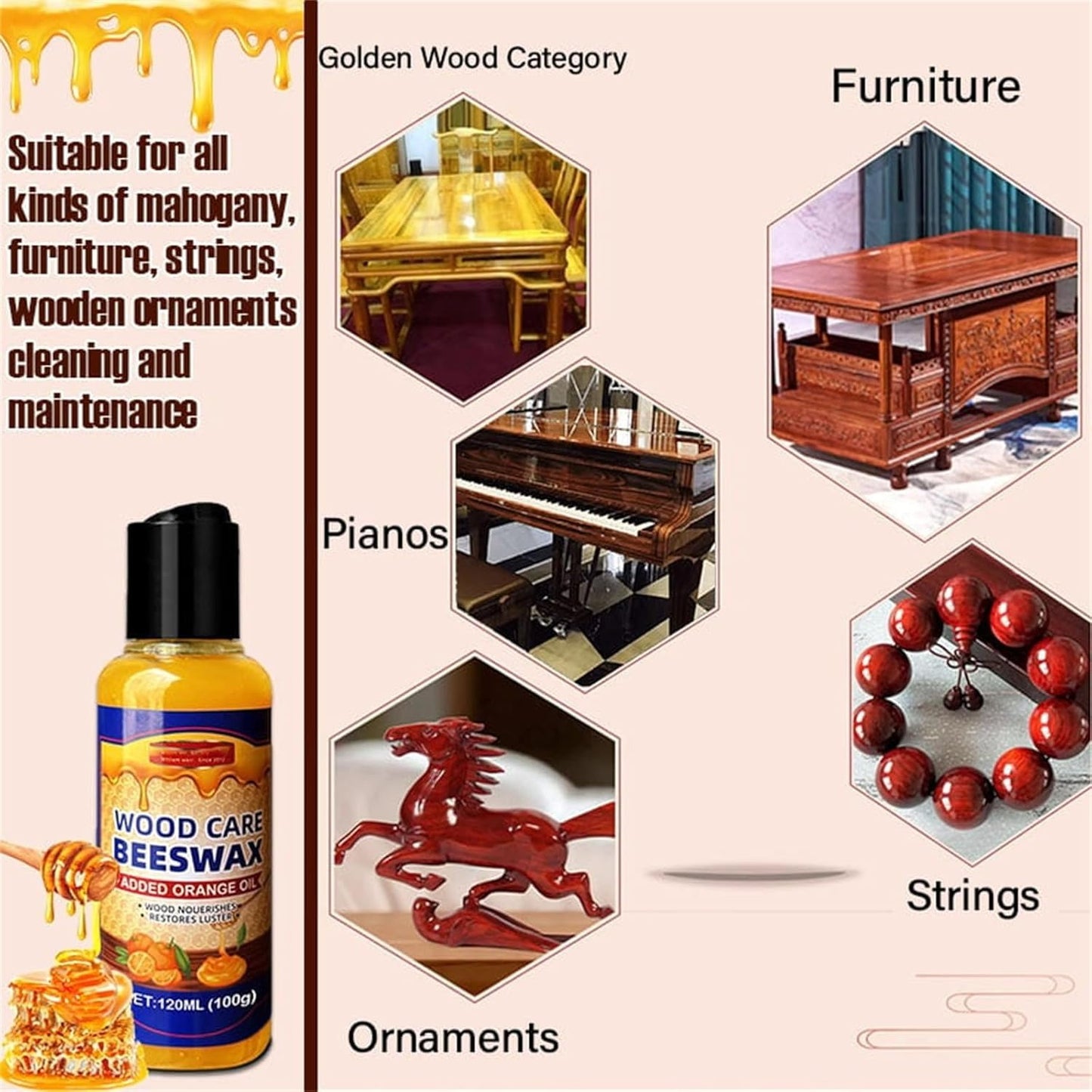 Natural Beeswax & Orange Oil Furniture Polish and Cleaner