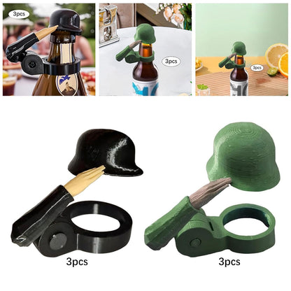 3 Pieces Beer Bottles Helmet Soldier
