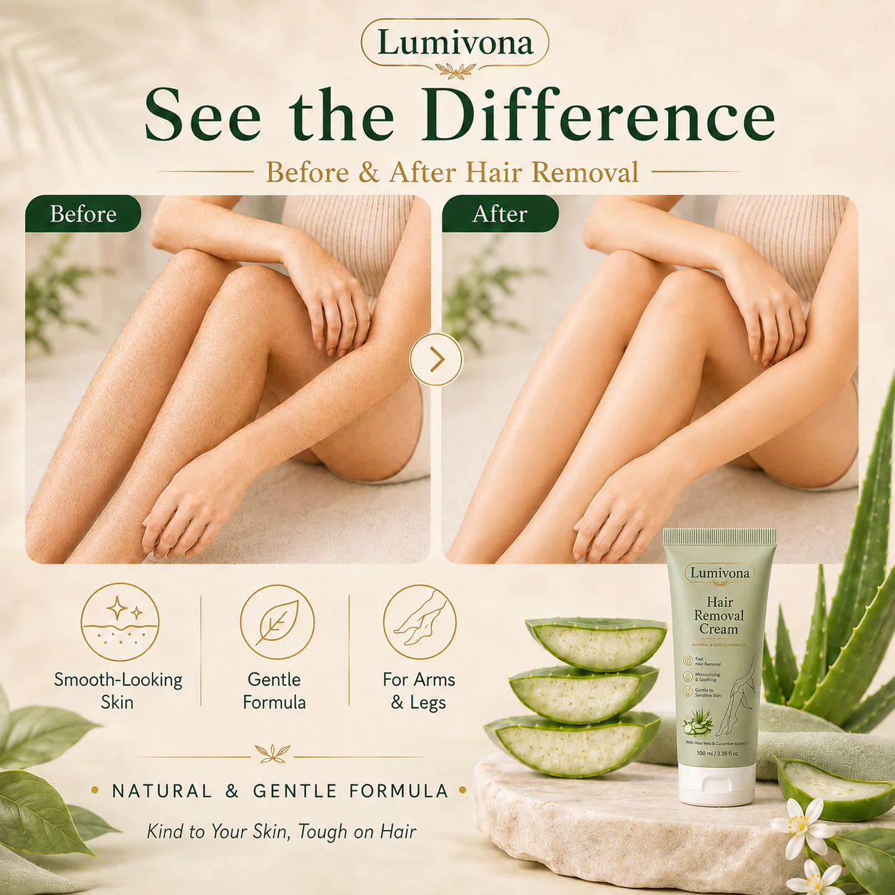 Natural Gentle Sensitive Skin Hair Removal Cream