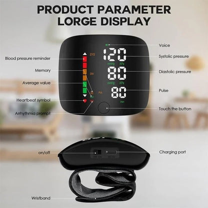 Voice Broadcast Wrist Blood Pressure Monitor with LED Display