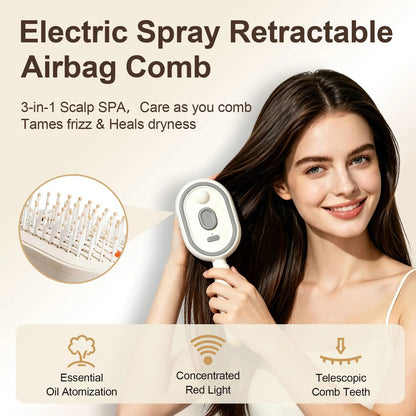 Anti-Tangle Air Cushion Hair Comb, Electric Essential Oil Spray Massage Brush