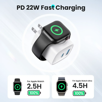 Magnetic 3-in-1 Wireless Charger Plug with Fast Charging
