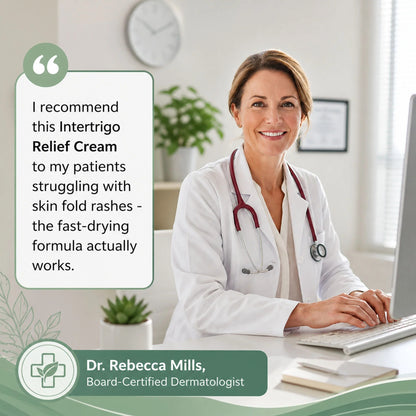 Intertrigo Relief Cream treats 99% of skin fold rashes from the first application