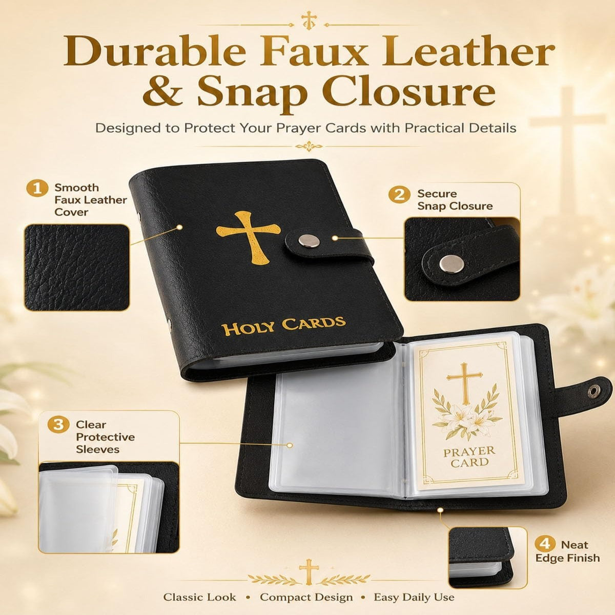 Catholic Faux Leather Holy Card Holder