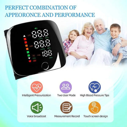 Voice Broadcast Wrist Blood Pressure Monitor with LED Display