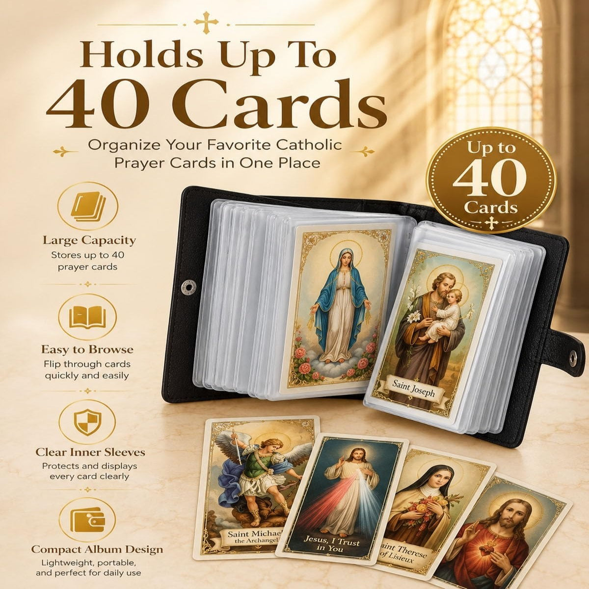 Catholic Faux Leather Holy Card Holder